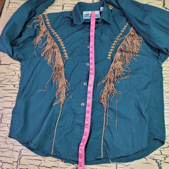 I Love Cowboys Out West Country Western Shirt Tassels Embroidered Button Up Med - Picture 9 of 14